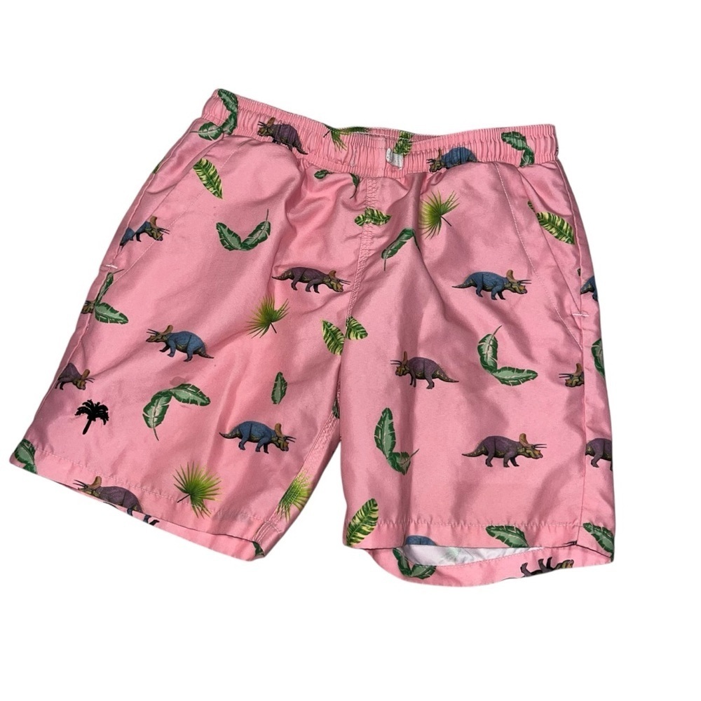 Oas kids boys swim trunks pink dinosaurs 12 bathing suit swimsuit